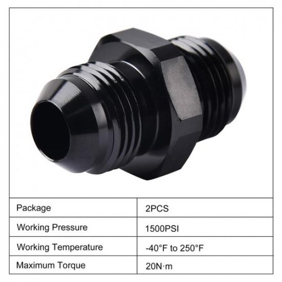 2Pcs 8AN to 8AN Male Flare Coupler Union Straight Fuel Hose Adapter Fitting Blue
