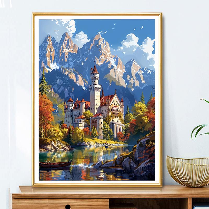 5d DIY Diamond Painting Cross Stitch Castle Scenery Diamond Embroidery Mosaic Full Round Drill Home Decor