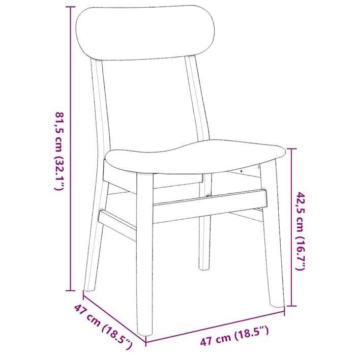 VidaXL Dining Chairs Cushions 2 Pcs Solid Rubber Wood, Dining Chair, Chair, Living Room Chair, Dining Chairs, 4102437