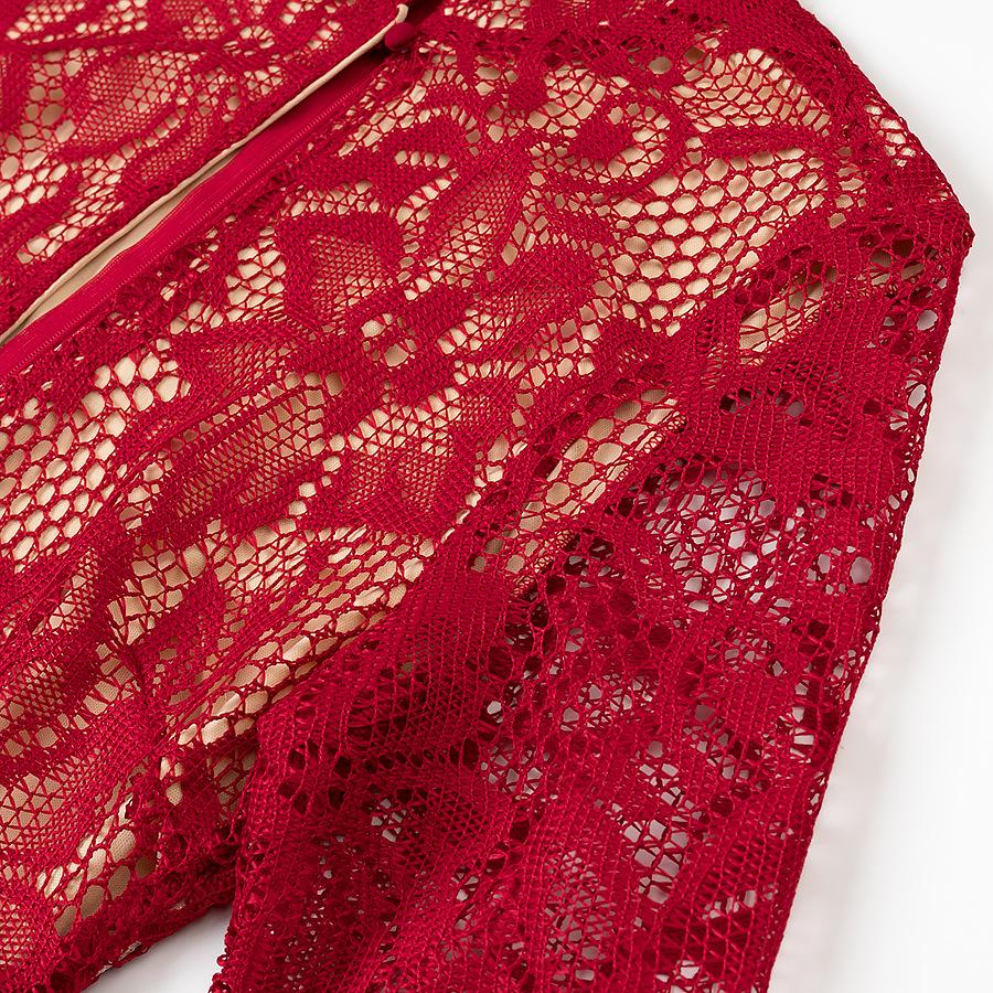 Европейское и американское сексуальное женское платье ципао с длинным рукавом, кружевное, с вырезами, приталенное