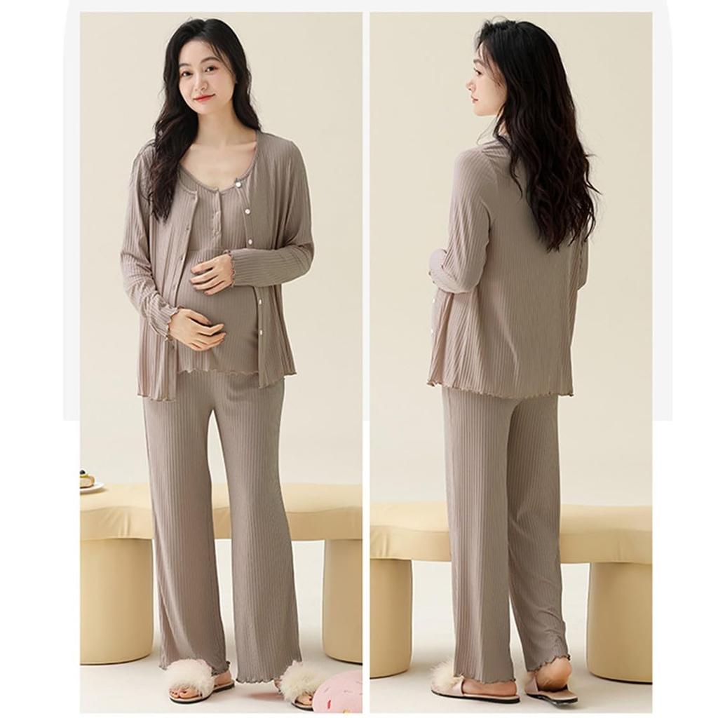 Shop Maternity and Long Front Mocha [select Tomorrow] Pajamas, Nursing, Pre- Postpartum, Sleeve, Camisole, Opening, Spring, Summer, Fall, (JP,