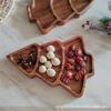 Christmas Wooden Tray Creative Christmas Tree Shape Plate Solid Wood Tray Fruit Dessert Plate Kitchen Holiday Scene Decoration