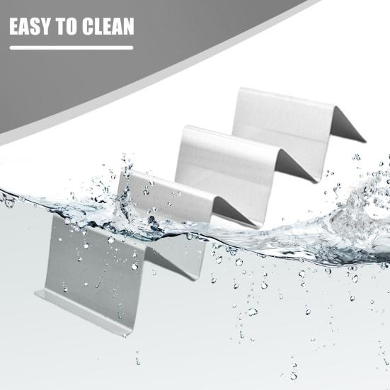 Stainless Steel Taco Holder Stand Reversible Holds 3 or 2 Tortillas Stackable Rack for Easy Storage Triangular Interior Prevents Spills Non-Stick