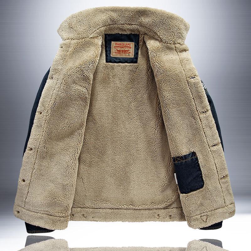 Мужская джинсовая куртка большого размера, флисовая утолщенная повседневная куртка для зимней носки