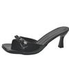 French High-heeled Slippers 2025 New Women's Summer Outer Wear Square Heel One-word Drag Bow Sandals Versatile Temperament