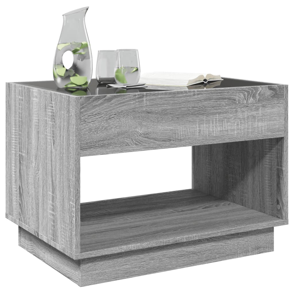 Infinity LED Coffee Table in Grey Sonoma 70 x 50 x 50 cm
