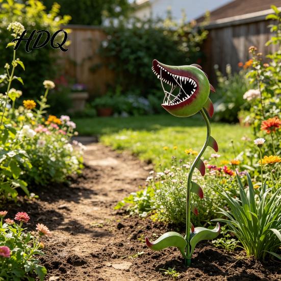 Carnivorous Plant Decor Garden Stake Metal Flytrap Sculpture Whimsical Yard Art Patio