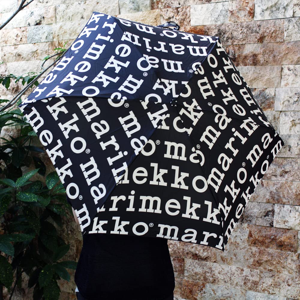 Marimekko Мини Ручной Складной Зонт Marilogo для Женщин, 52_1_52209248859, Черный/Белый