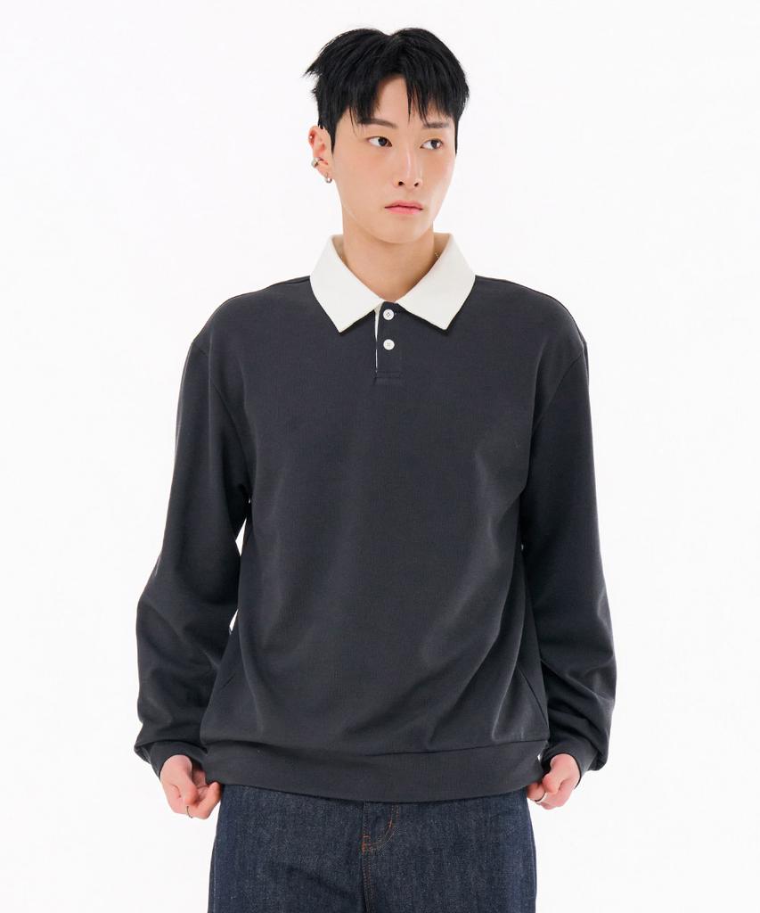 CHASECULT Men'S Collared Contrast Sweatshirt-Fark5116B0L
