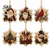 Christmas Door Wall Decor 6 Pcs Pearl Art Ornaments, 2D Flat Acrylic Holiday Tree Pendant, Santa Hanging Ornaments Effect Decoration for Home