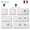 BSEED 1/2-клавишный механический кнопочный выключатель света 1/2-ходовой настенный выключатель плюс французские розетки розетки пластиковые панели белая серия