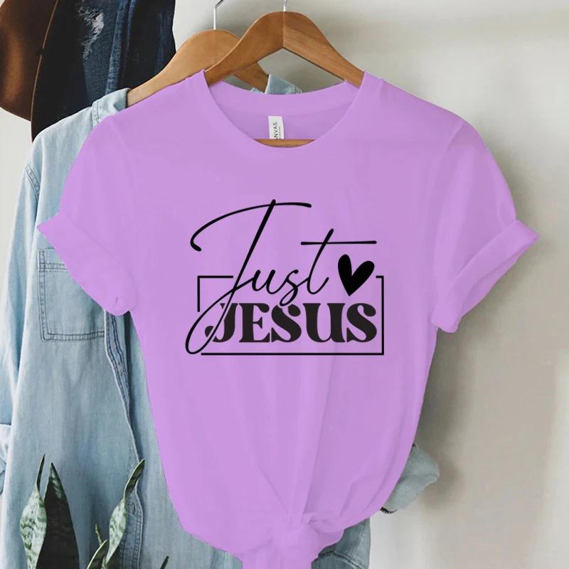 Just Love Jesus Print Women TShirts Christian Jesus Letter Shirt Harajuku Graphic Tops Female Summer Religious Christian Tshirt