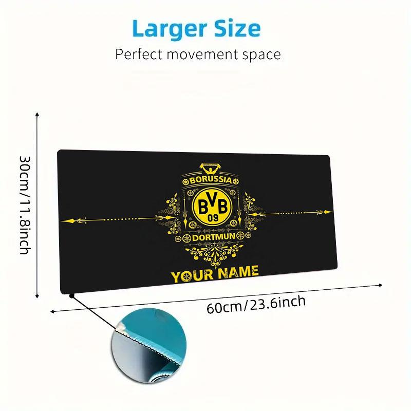 Borussia Custom Name Large Size Mouse Pad Large Gaming Table Cushion Non-slip Laptop Tablet Big Mousepad XXL Mat Mini PC Playmat With Lock edge