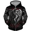 Модная черная толстовка/куртка с 3D принтом по всей поверхности, унисекс, готическая толстовка на молнии, индивидуальный мужской пуловер, уличная одежда