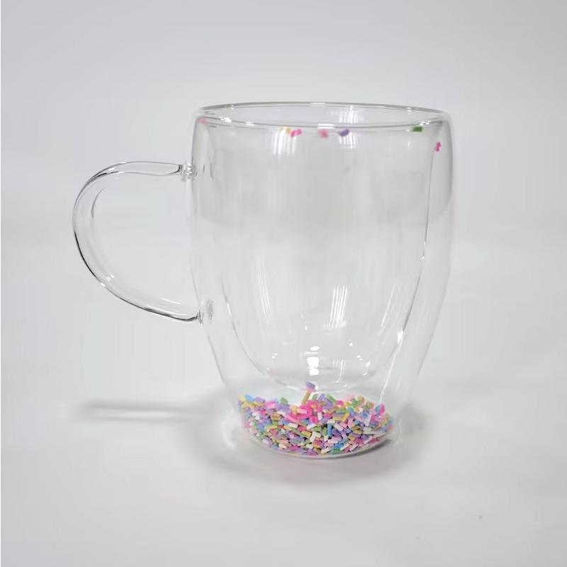 Двухслойная термостойкая стеклянная кофейная кружка с ручкой