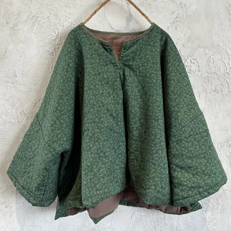 Johnature Женские парки с винтажным принтом и цветочным принтом, зимние пальто с v-образным вырезом и длинными рукавами, плюс хлопковые женские парки в китайском стиле