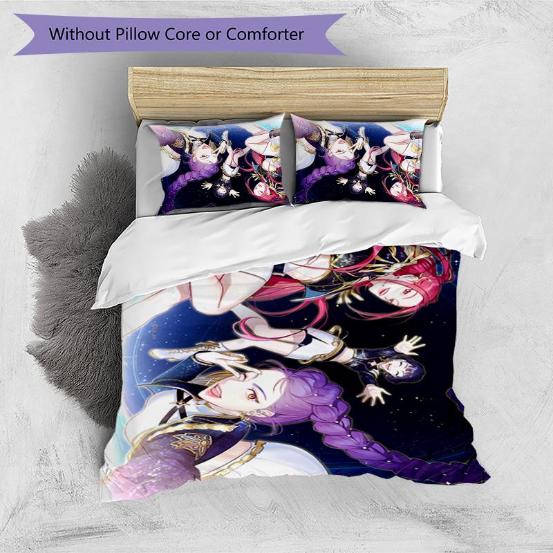 Kpop Demon Hunters Pattern Printed 3PCS Bedding Set, Soft Skin-Friendly Washable Duvet Cover & Pillowcases Set