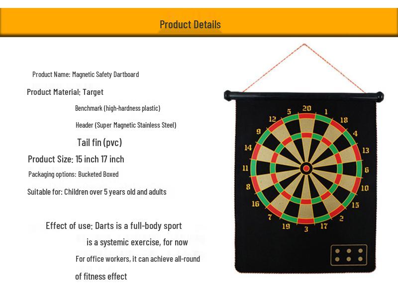 12", 15", 17" Double-Sided Magnetic Dartboard Set for Kids with Magnetic Darts