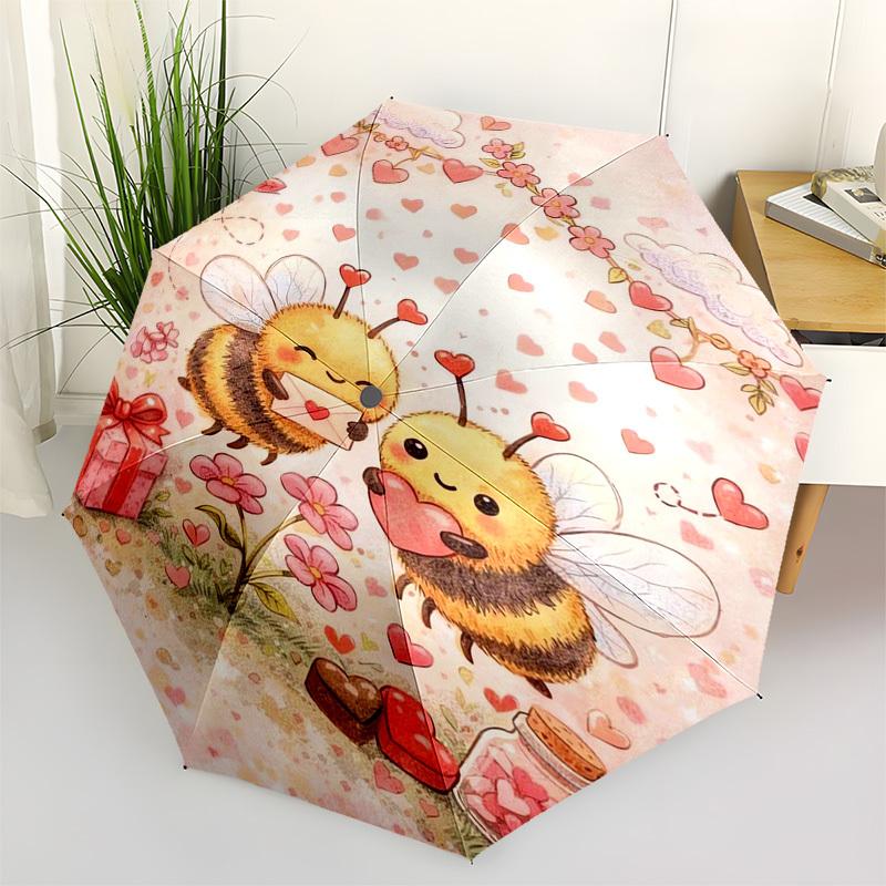 1pc Love Bees Valentine's Day Hearts Gift Umbrella with Plastic Handle,Suitable for All Seasons Home Travel Outdoor Umbrellaptys31019