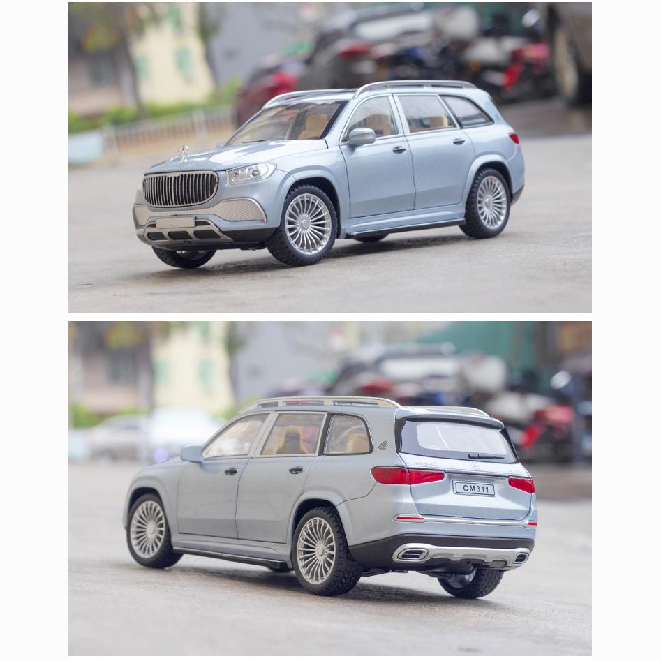 1:24-масштабная металлическая модель автомобиля GLS600, модели автомобилей из литого сплава, 6 дверей можно открыть с помощью звуковых и световых игрушек для детского орнамента