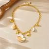 DIEYURO 316L Stainless Steell Personality Shell Starfish Turtle Pendant Necklace For Women Lady Waterproof Neck Chain Party Gift