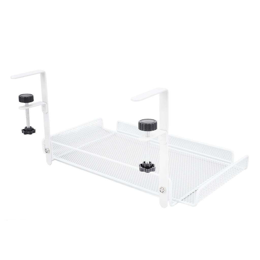 Under Desk Clamp On Storage Shelf Basket Cable Management Tray for Wire Router Power Strip