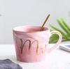 Hi European Gold Stamping Mark Loving Cup of Coffee Sir MS Letter Men Women Ceramic Mugs Marble Cup