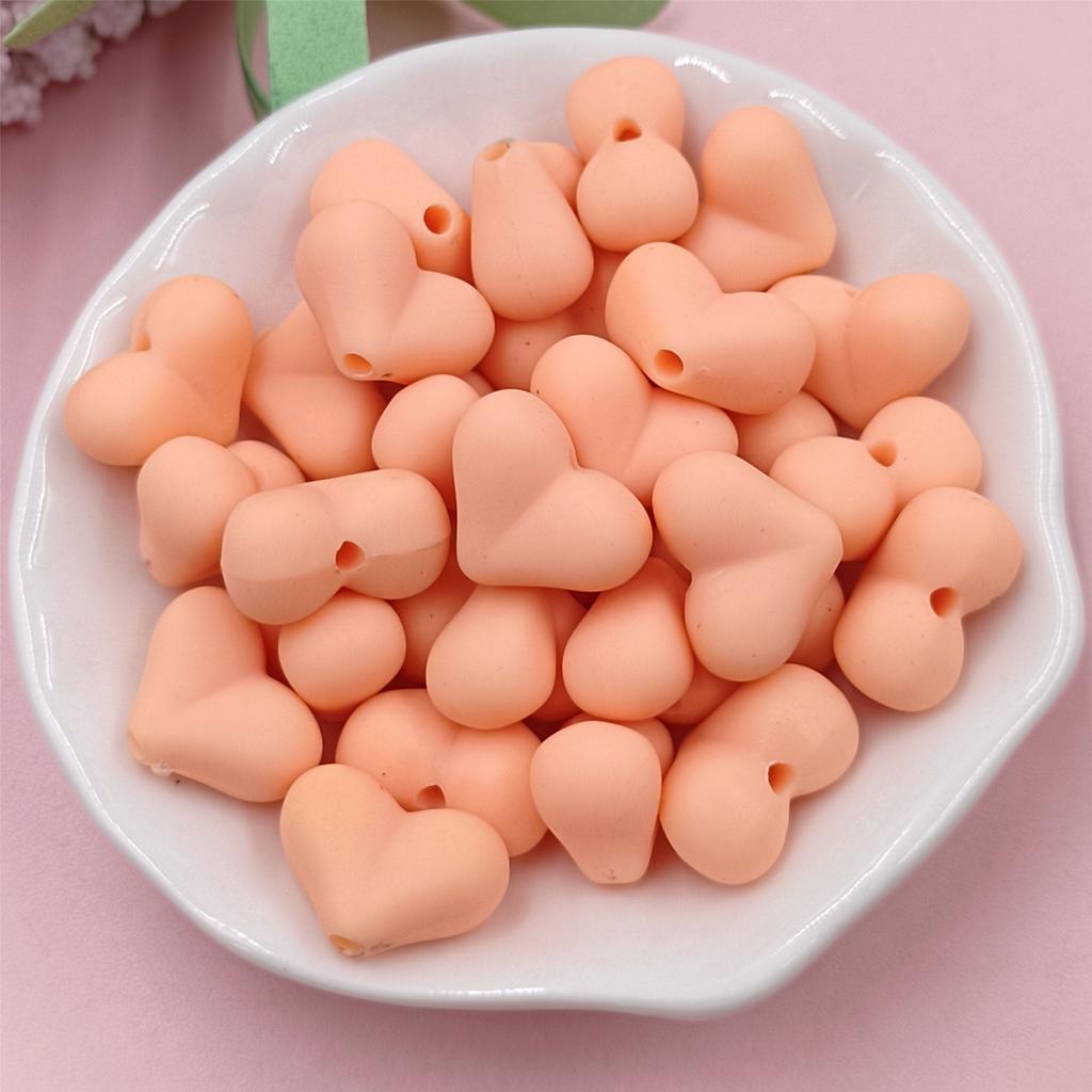 Creative Mobile Phone Chain 9 Color Making Materials Solid Color DIY Jewelry Accessories Creative Fashion Rubber 30Pcs 15x11mm Beads Heart