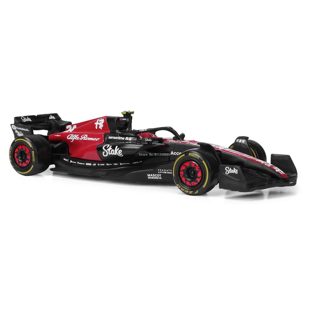 Ббураго 1:43 Команда Формулы-1 Альфа Ромео Стейк C43 #24 Чжоу Гуаньюй #77 Валттери Боттас Металлическая модель автомобиля Литой Модель Игрушка Коллекционная