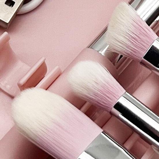 1 Set Makeup Brush LED Mirror Box Foundation Loose Powder Eye Nose Shadow Cosmetic Brush Portable Travel Women Girls Makeup Tools