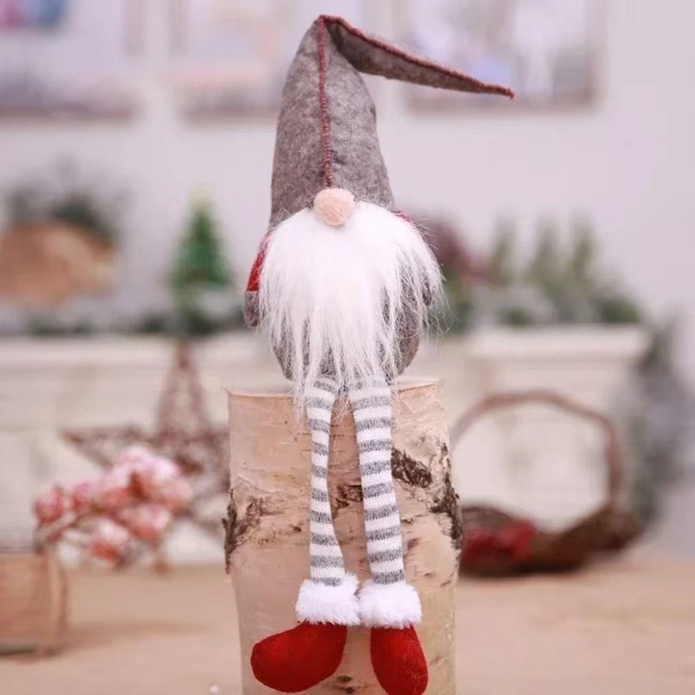 Mini Long-legged Christmas Doll Kawaii Knitted Christmas Figurine Xmas Faceless Doll Pendant Home