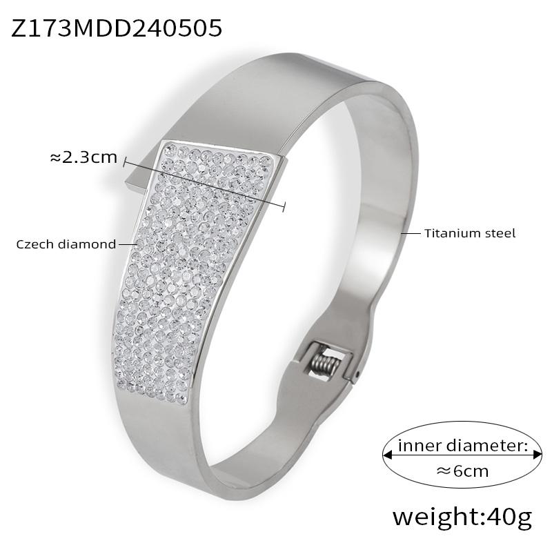 Unique Personality Bracelet Geometric Hollow-out Shape Stainless Steel Inlaid Diamond Temperament 100 Bypass Bracelet