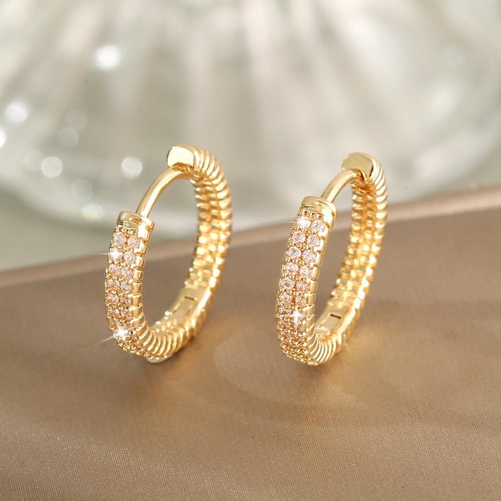 14K Gold Plated Geometric Zircon Earrings for Women Fashion Simple Elegant Twisted Huggie Hoop Earrings Delicate Jewelry Gift