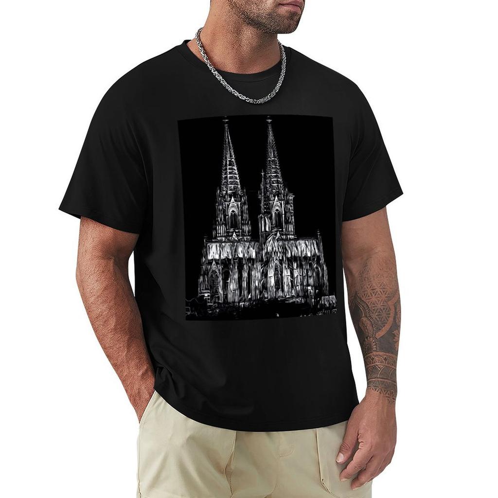 Кёльнский собор Черно-белый Klner Dom Schwarzwei Футболка одежда на День святого Валентина мужские белые футболки