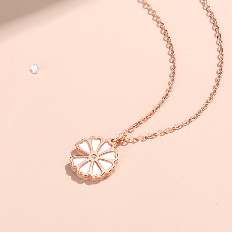 European S925 Sterling Silver Summer Aaa Cz Daisy Necklace Flower Pendant Clavicle Chain For Women Birthday Party Gift Jewelry