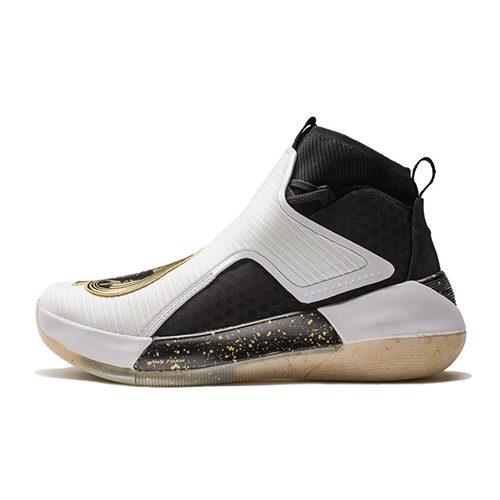 Li Ning YuShuai 12 Нескользящие Износостойкие Высокие Баскетбольные Кроссовки Мужские Черно-Золотые ABAN025-5