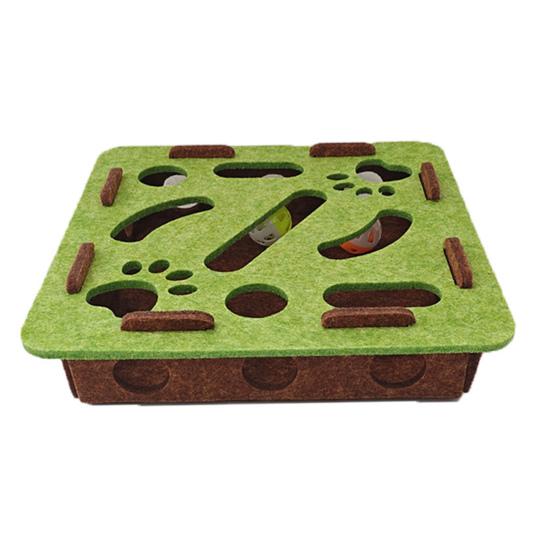 Yousheng Cat Scratch Puzzle Toy Kittens Puzzle Enrichment Box Cats Self-Play Felt Maze with 2 Bell Balls Nail File Scratch Board for Indoor Cats