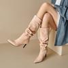 Women's High-heeled Short Boots, Simple Temperament, Solid Color Pointed Thin-heeled Short Boots, New Large-size Short Boots In Autumn and Winter