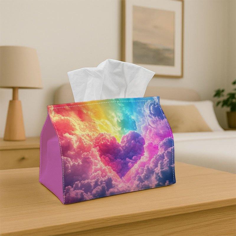 1pc Modern Multifunctional Tissue Box Holder & Napkin Dispenser - Decorative Rainbow Tissue Paper Organizer Compatible with Napkins/Roles/Sheets, Dura