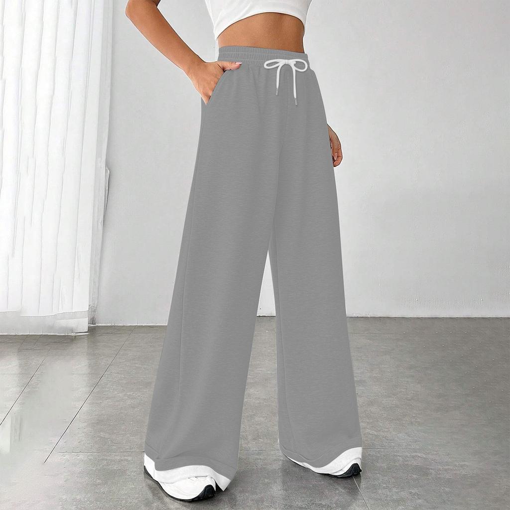 Женские модные свободные повседневные спортивные брюки с завязками и закрытой талией, однотонные повседневные брюки