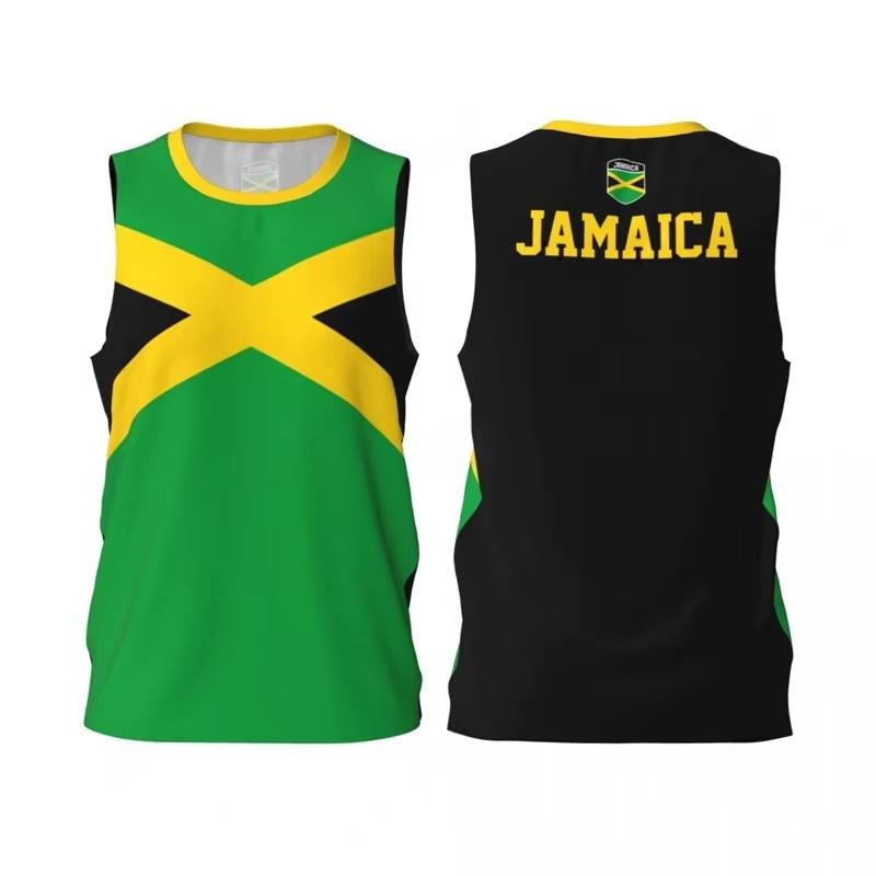Jamaica Style Flag Graphic Tank Tops Simple Fashion 3D Printed Basketball Jersey Tops Tee Loose Sports Sleeveless T Shirts Vest