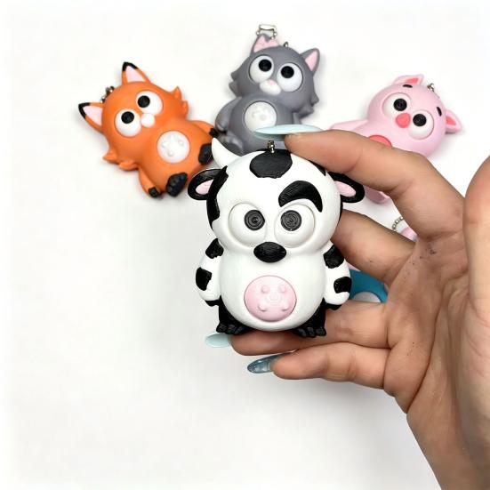 3D Printed Animals Fidget Clicker Keychain, Anxiety Stress Relief Sensory Toy, Cartoon Animal Charm for Backpack, Keys, Bags