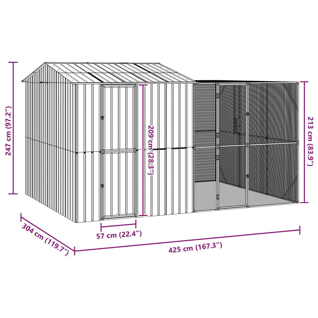 Bird Cage Anthracite 425 x 304 x 247 cm Galvanized Steel