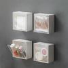 Home Bathroom Dustproof Wall Mount Flip Lid Organizer No Punch Floss Swab Makeup Cotton Pads Storage Box Home Office Supplies Essentials White