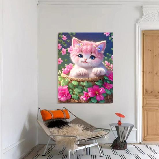 1 комплект, мультяшный кот, стразы, картина с холстом, инструменты для сверления, 5D полная дрель, сделай сам, поделки, горный хрусталь, художественный комплект для рисования, украшения для начинающих, взрослых