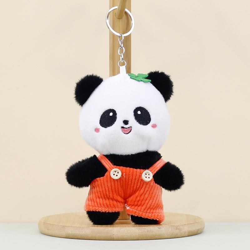 Charming Panda Plush Keychain Short Plush Animal Figure With Colorful Overalls And Pp Cotton