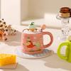 Мультяшная Милая Кружка с Крышкой и Ложкой, Креативная, Высококачественная, для Напитков, на День Рождения, для Девочек, Домашний Сувенир, Керамическая Кружка