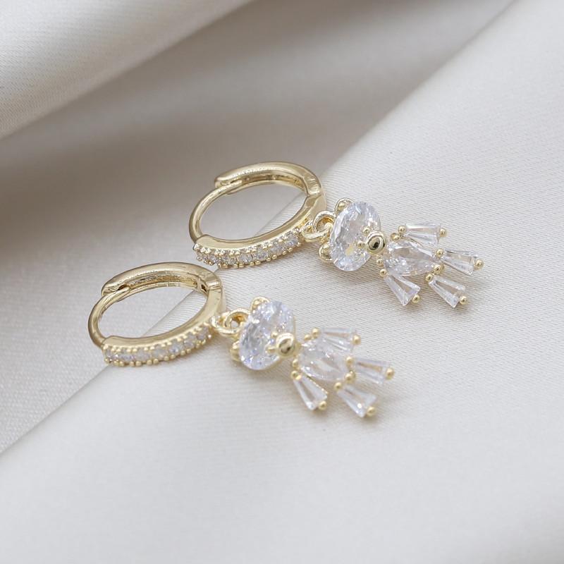 14-каратное золотое покрытие, корейские ювелирные изделия, изысканные серьги-подвески в виде медведя из циркония класса ААА, милый подарок для девушки, элегантные женские повседневные рабочие серьги