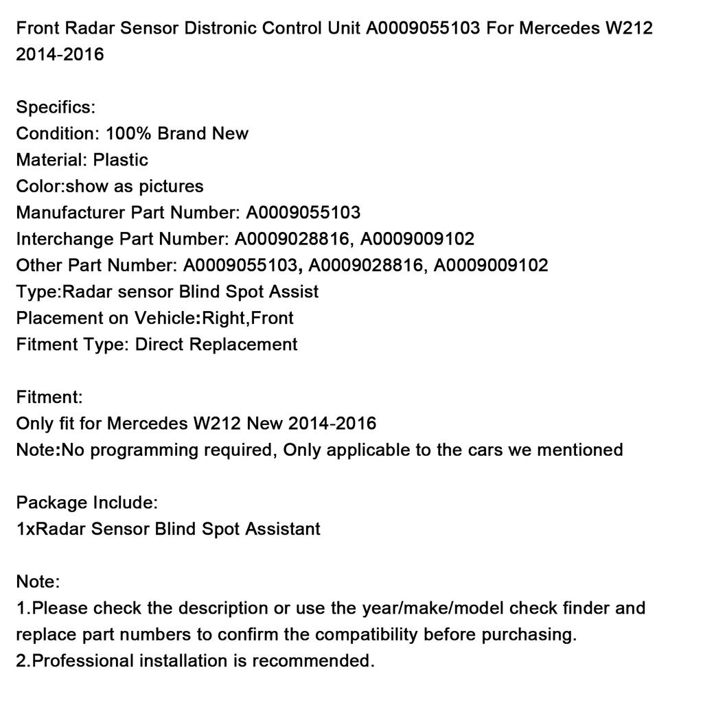 Блок управления передним радарным датчиком A0009055103 Для Mercedes W212 2014-2016