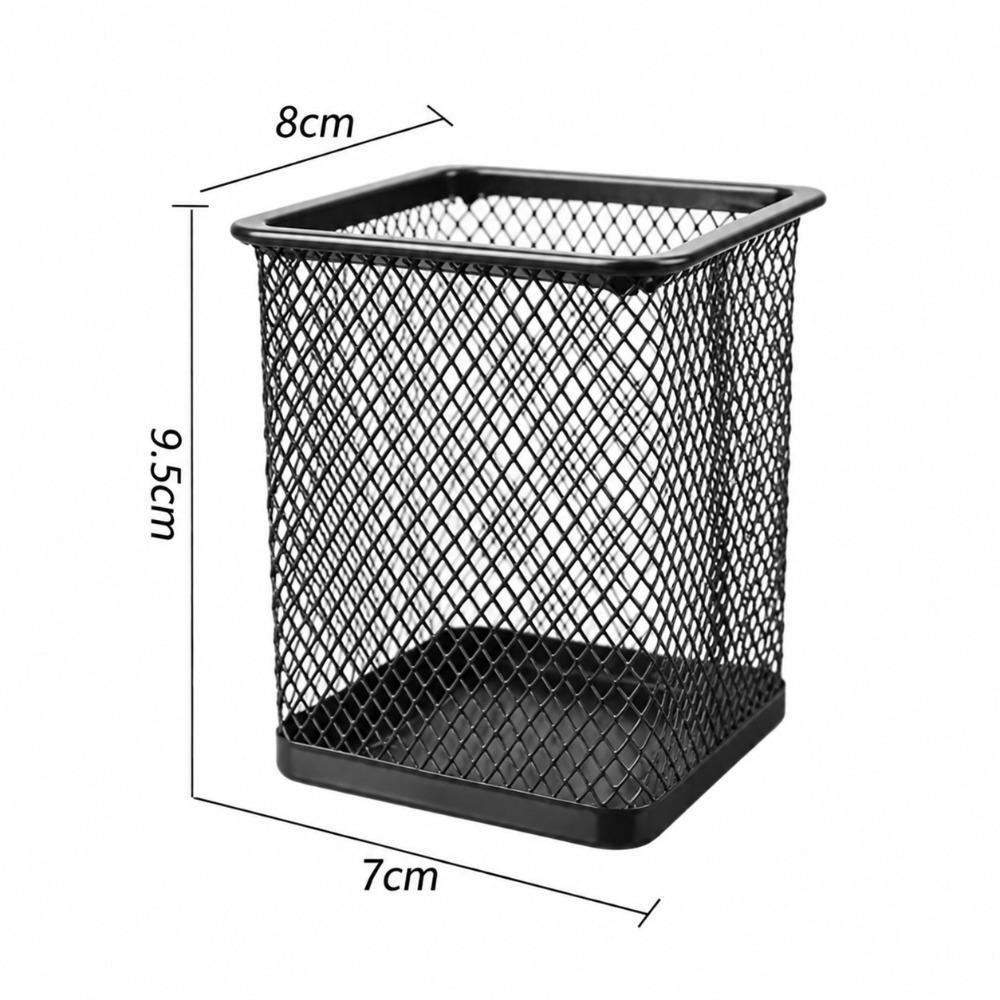 2 pcs Solid Structure Storage Bucket Metal Square Storage Tube Desktop Organizer Office Desktop